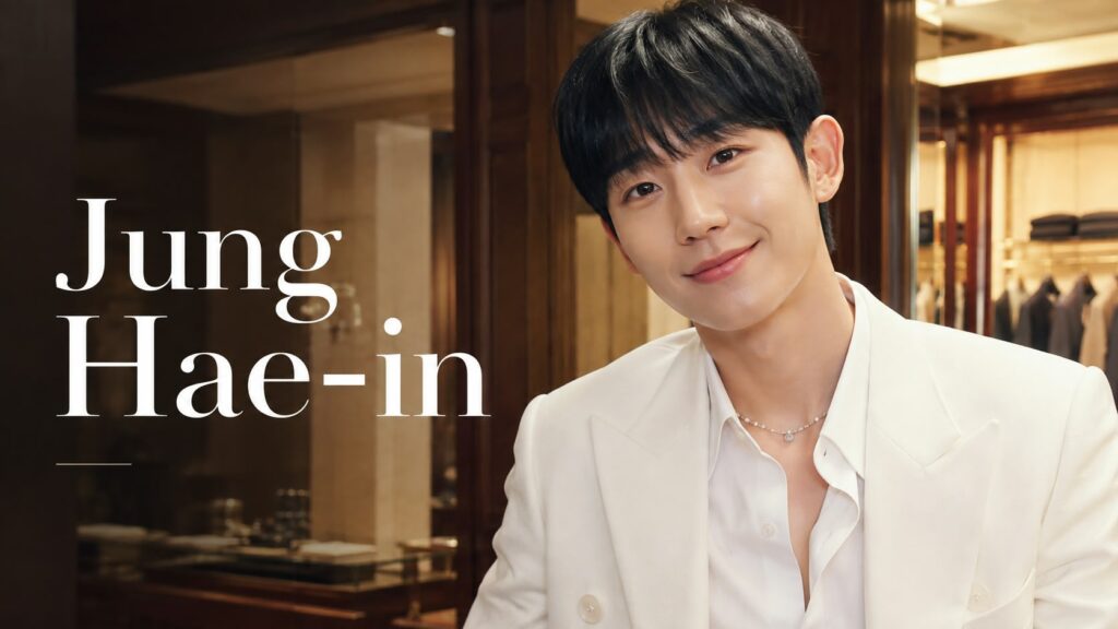 Imagen de perfil principal generada por IA del popular actor coreano Jung Hae-in para una biografía y reseña.