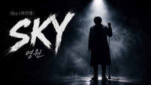Imagen principal generada por IA dedicada al cantante y actor SKY (Choi Jin-young), mostrando una silueta bajo luces dramáticas con el título en coreano.