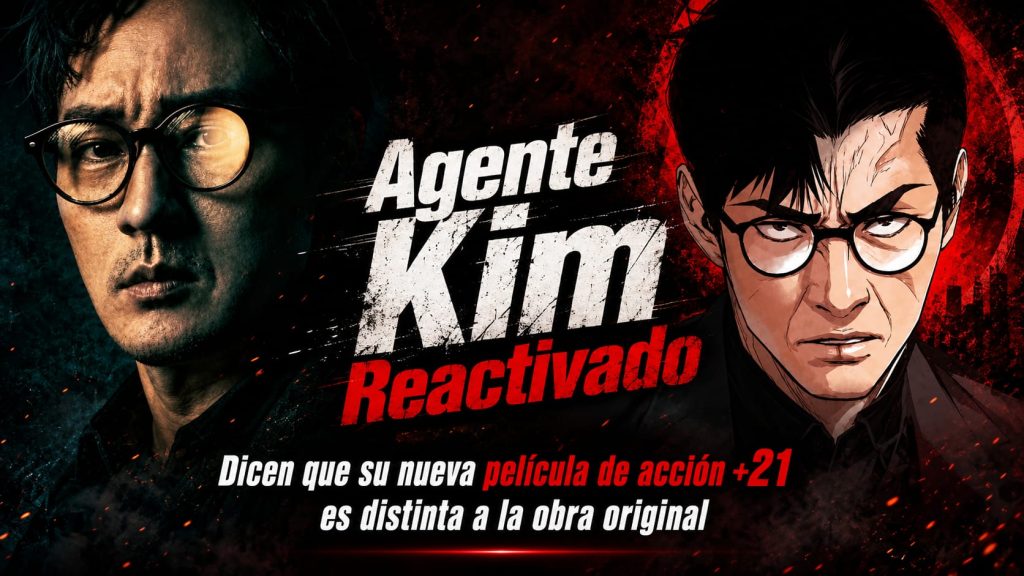 Imagen comparativa generada por IA que contrasta la versión en serie de acción con el webtoon original de Agente Kim Reactivado.