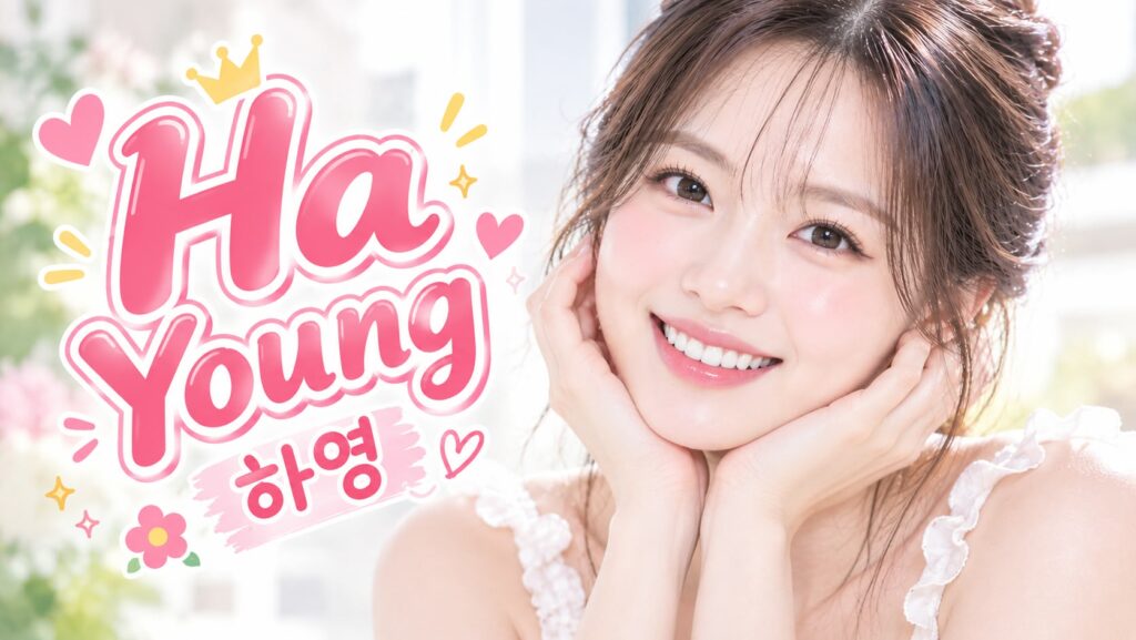 Retrato ilustrativo y biográfico de la actriz coreana Ha Young, protagonista de Acaramelados