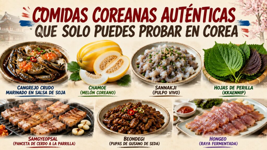 Platos coreanos únicos que sorprenden a los extranjeros como ganjang gejang, chamoe, sannakji y samgyeopsal
