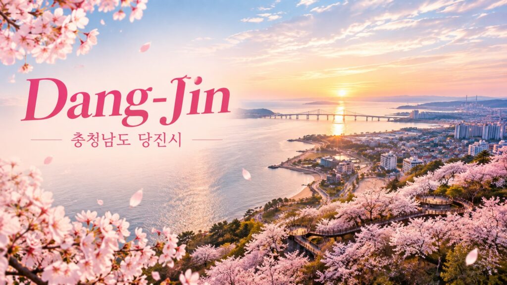 Imagen principal generada por IA que presenta la ciudad de Dangjin en la provincia de Chungcheongnam-do, Corea del Sur.