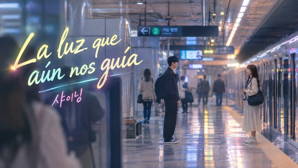 Escena emotiva del K-drama de Netflix La luz que aún nos guía (The Shining) que muestra el reencuentro de los protagonistas en el andén de una estación de metro, evocando el destino y el primer amor.