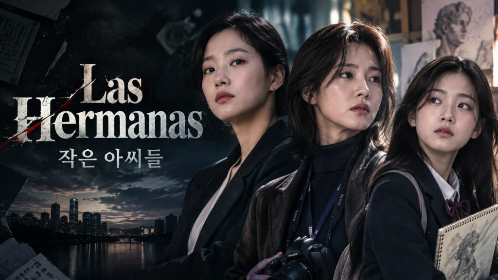 Imagen principal del drama coreano Las Hermanas (Little Women), mostrando a las tres protagonistas con una atmósfera de misterio y thriller.